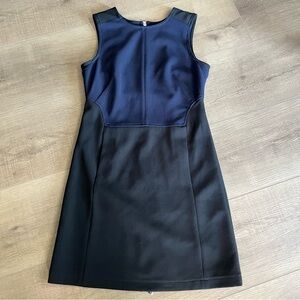 KaufmanFranco Dress Sz 2 Knee Length Heavy Sleeveless Black Blue Timeless Formal